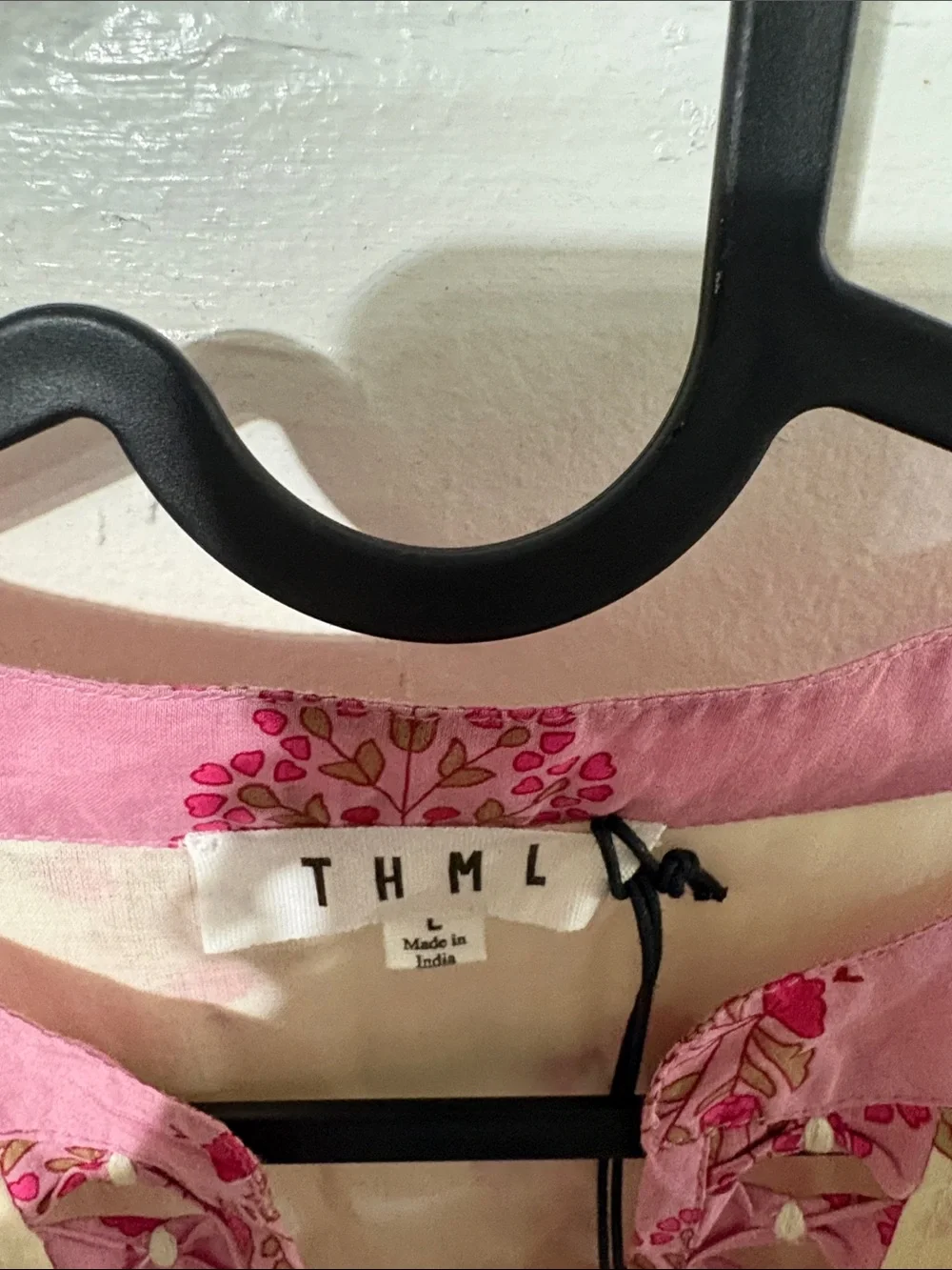 THML Pink and Cream Floral Ruffle Tiered Dress
